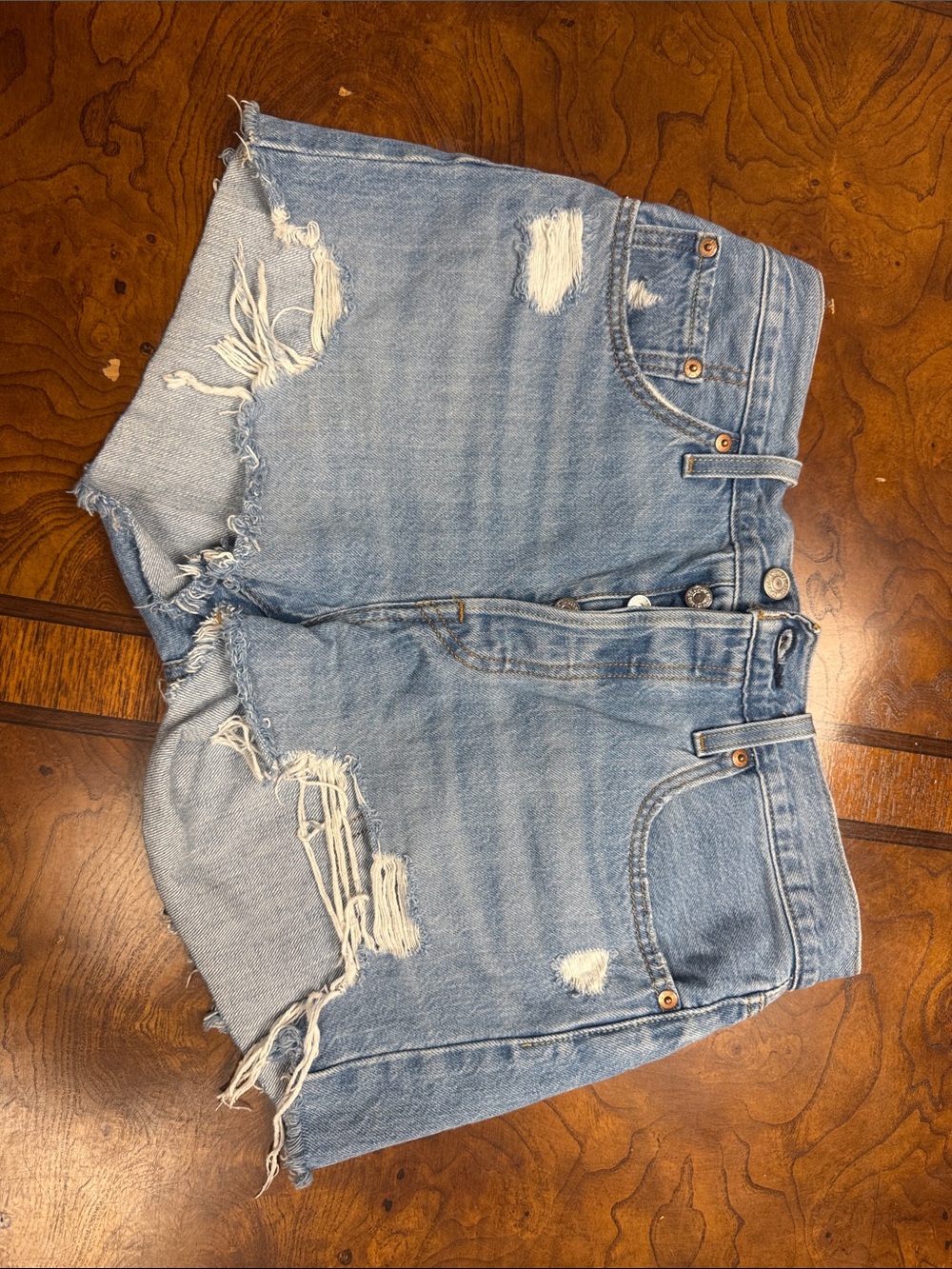 Levi's Light Blue Distressed Denim Cutoff Shorts